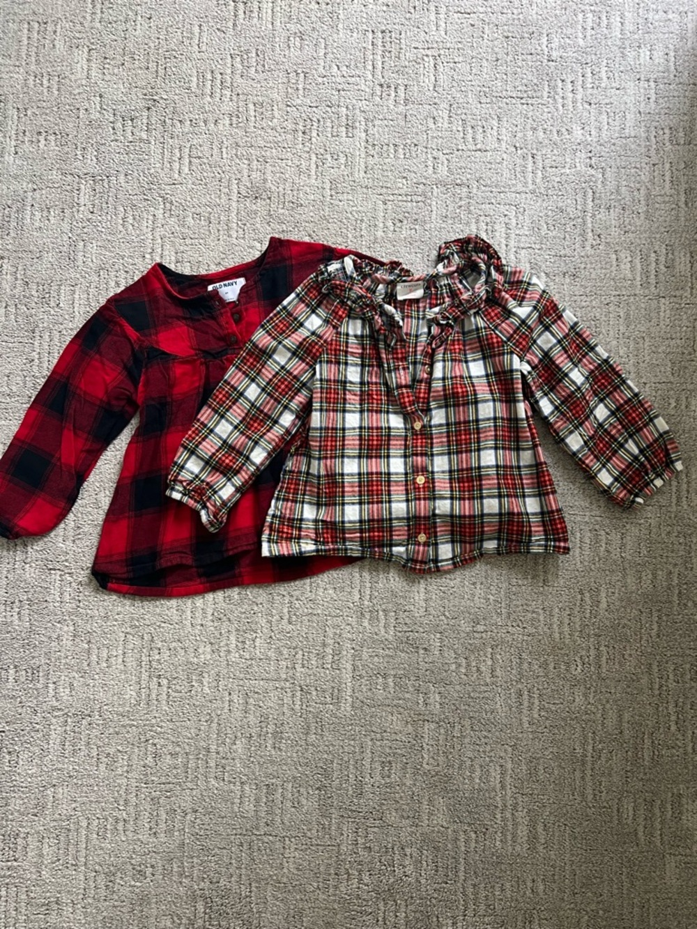 Girls Red Plaid Button-Front Holiday Shirt Bundle